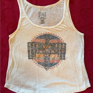 Billabong Women's Beige Graphic Tank Top